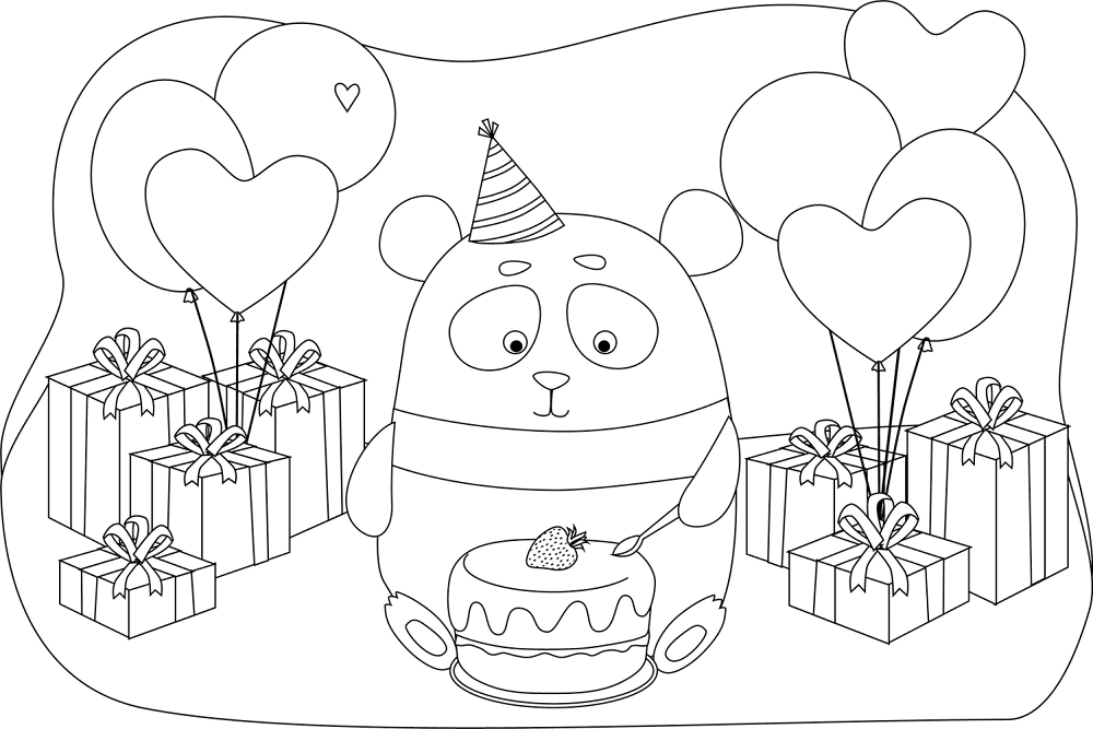 Birthday Panda Coloring Page Md Coloring Page — Free Printable — free printable coloring page