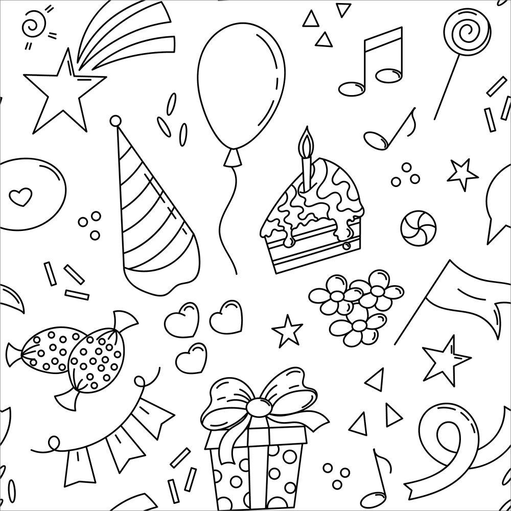 Birthday Pattern 2 Coloring Page Md Coloring Page — Free Printable — free printable coloring page