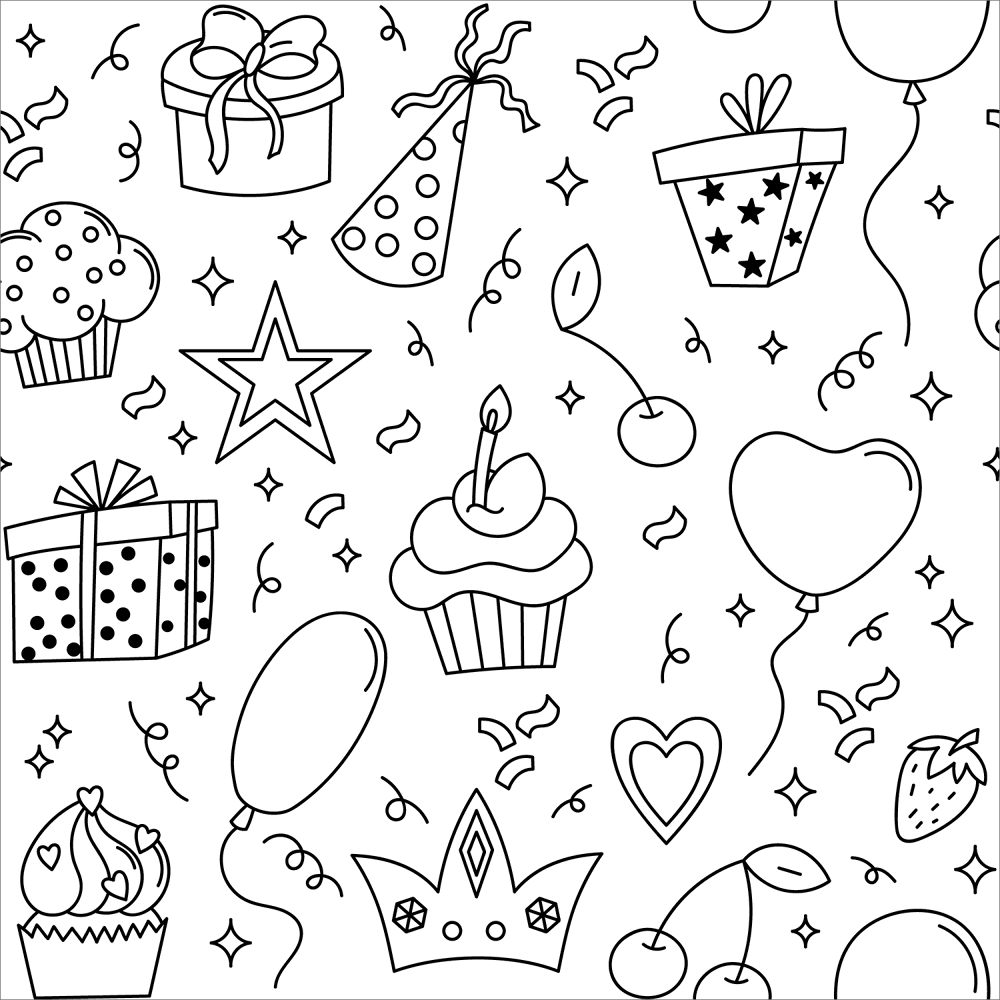 Birthday Pattern Coloring Page Md Coloring Page — Free Printable — free printable coloring page