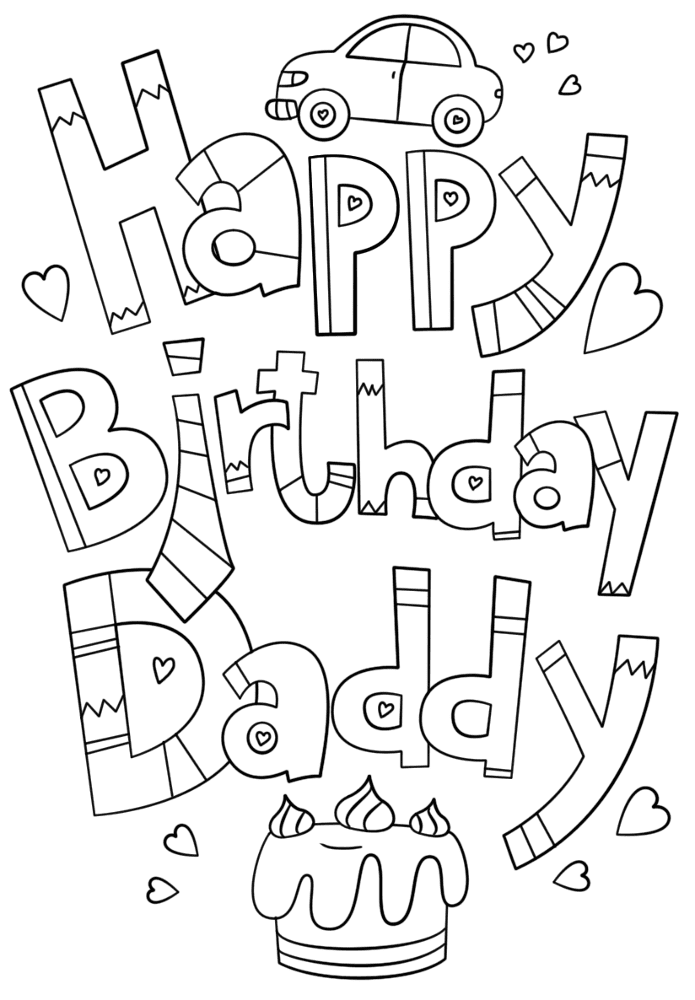 Happy Birthday Daddy Doodle Coloring Page Md Coloring Page — Free Printable — free printable coloring page