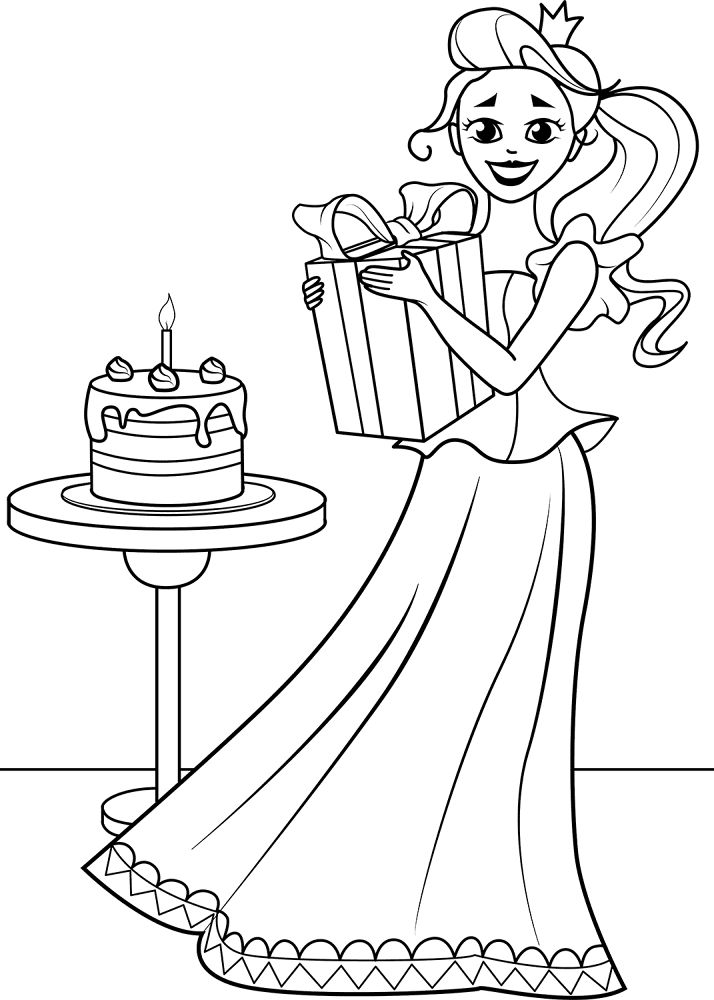 Happy Birthday Princess Coloring Page Md Coloring Page — Free Printable — free printable coloring page
