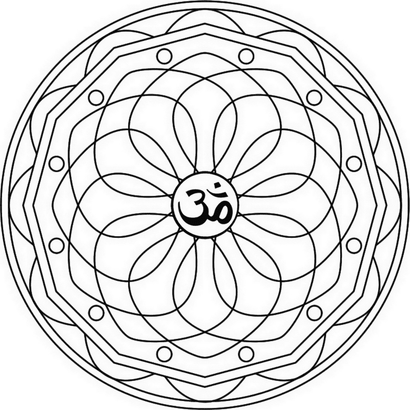 Ellipse Mandala With Om Symbol Coloring Page Md Coloring Page — Free Printable — free printable coloring page