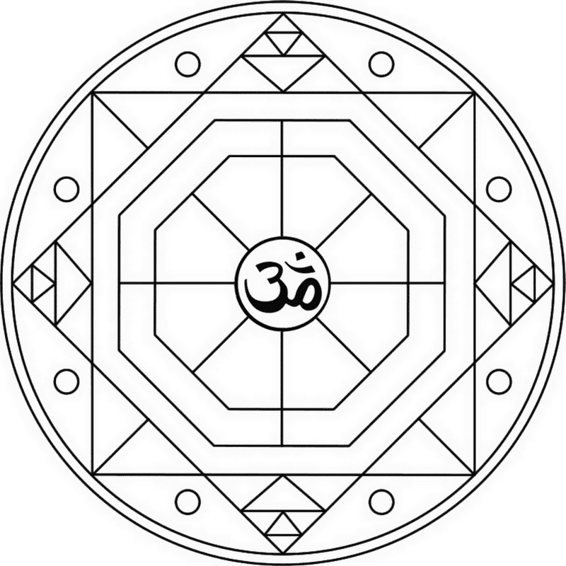 Geometric Mandala With Om Symbol 2 Coloring Page Md Coloring Page — Free Printable — free printable coloring page