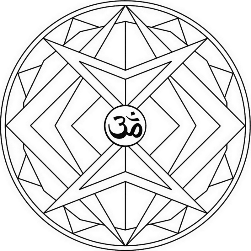 Geometric Mandala With Om Symbol Coloring Page Md Coloring Page — Free Printable — free printable coloring page