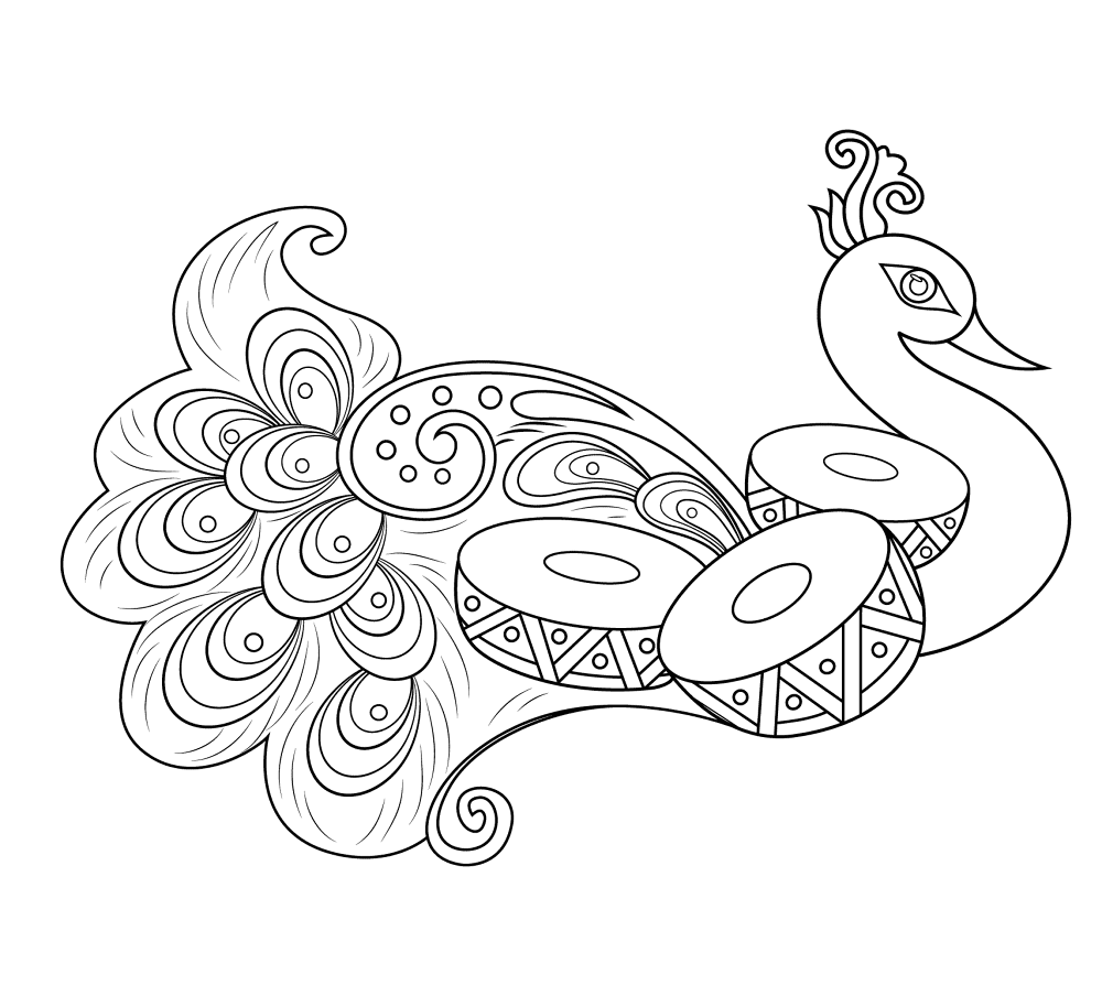 Rangoli With Peacock Coloring Pages Md Coloring Page — Free Printable — free printable coloring page