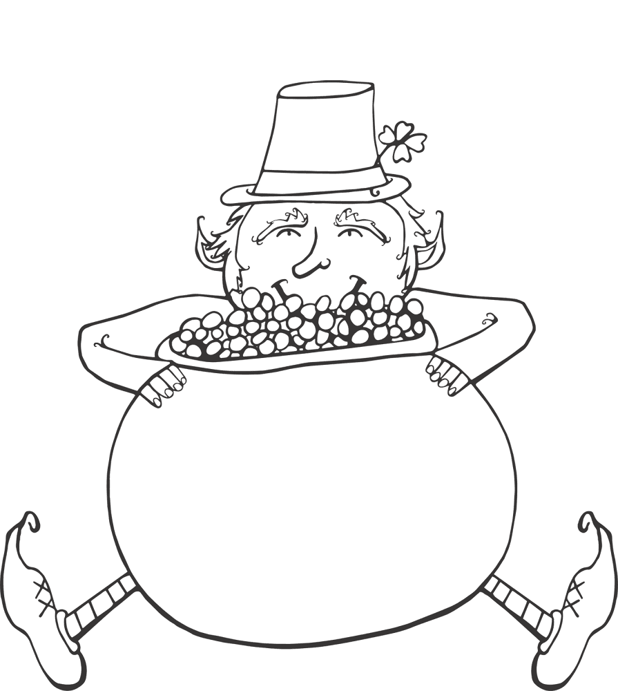 Leprechaun With Pot Of Gold Coloring Page Md Coloring Page — Free Printable — free printable coloring page