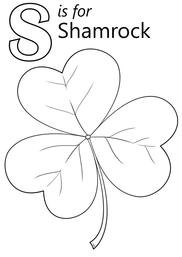 Letter S Is For Shamrock Coloring Page Md Coloring Page — Free Printable — free printable coloring page
