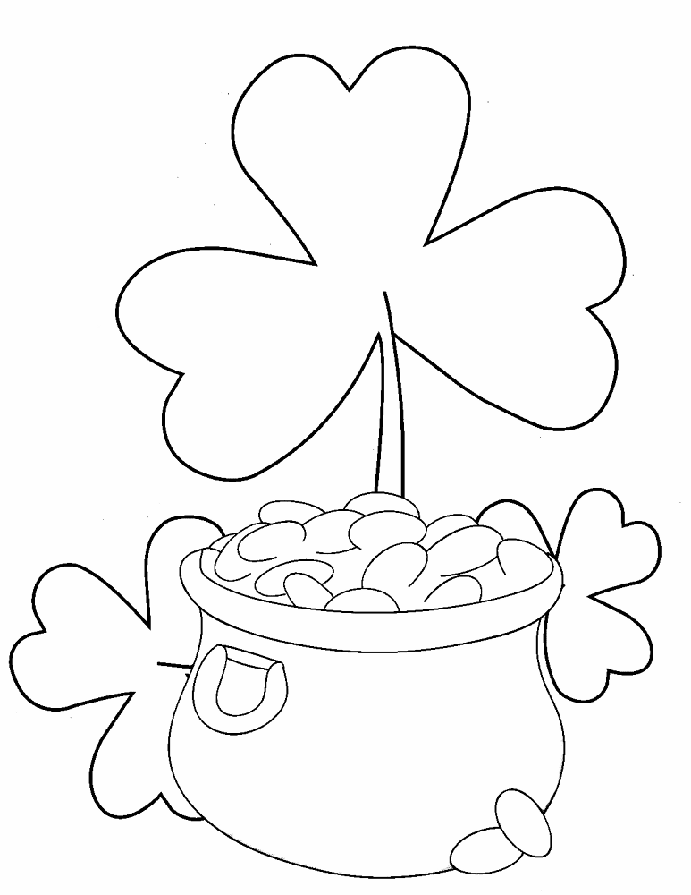 Shamrocks And Pot Of Gold Coloring Page Md Coloring Page — Free Printable — free printable coloring page