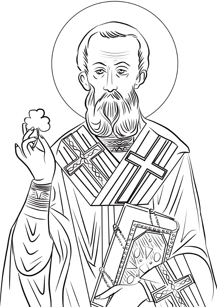St Patrick With Shamrock Coloring Page Md Coloring Page — Free Printable — free printable coloring page