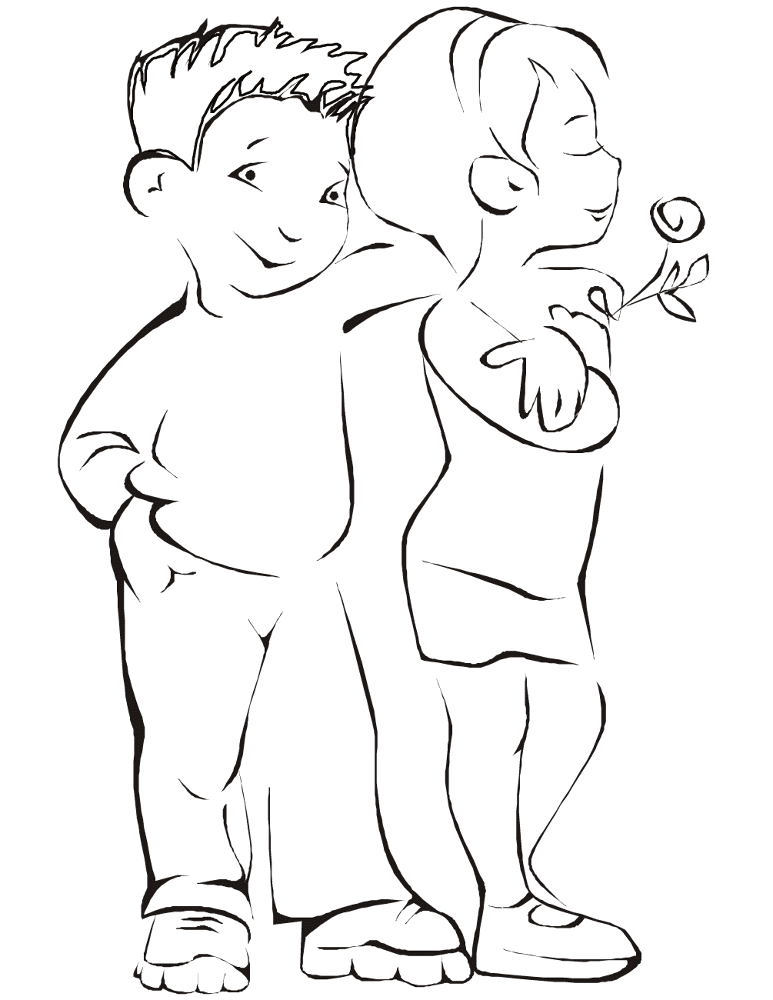 Boy With Arm Around Girl Coloring Page Md Coloring Page — Free Printable — free printable coloring page