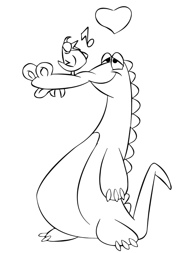 Cartoon Crocodile And Bird Coloring Page Md Coloring Page — Free Printable — free printable coloring page