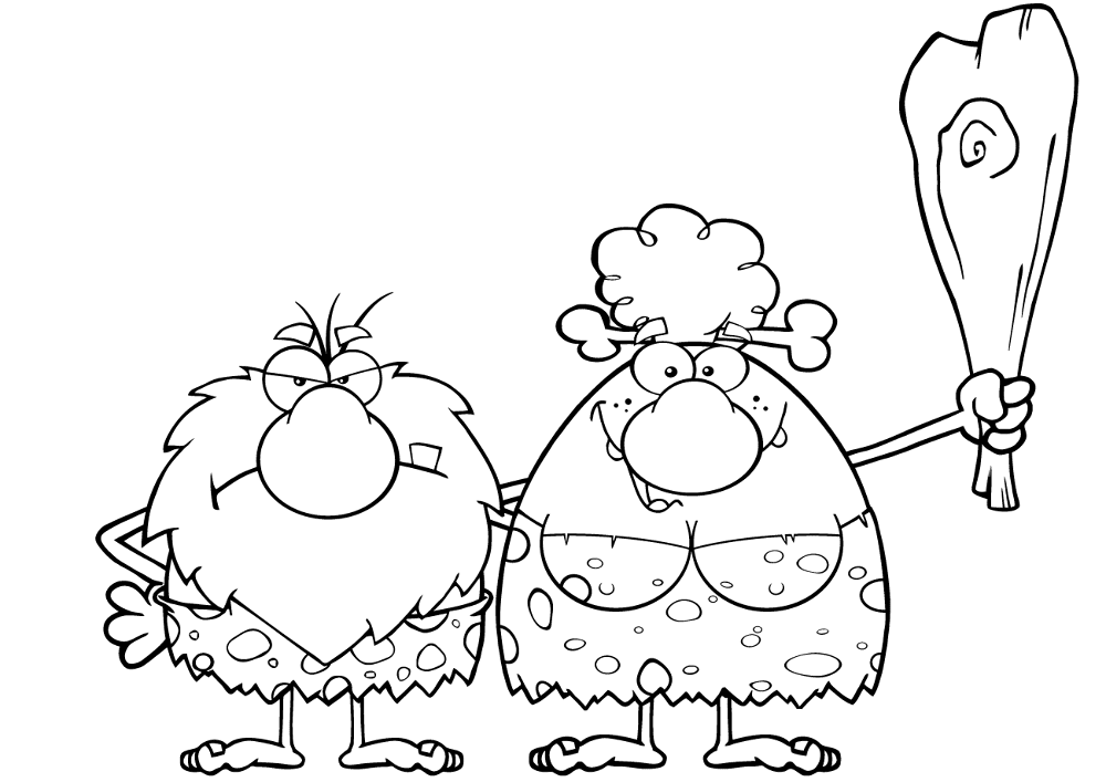 Caveman Couple Coloring Page Md Coloring Page — Free Printable — free printable coloring page