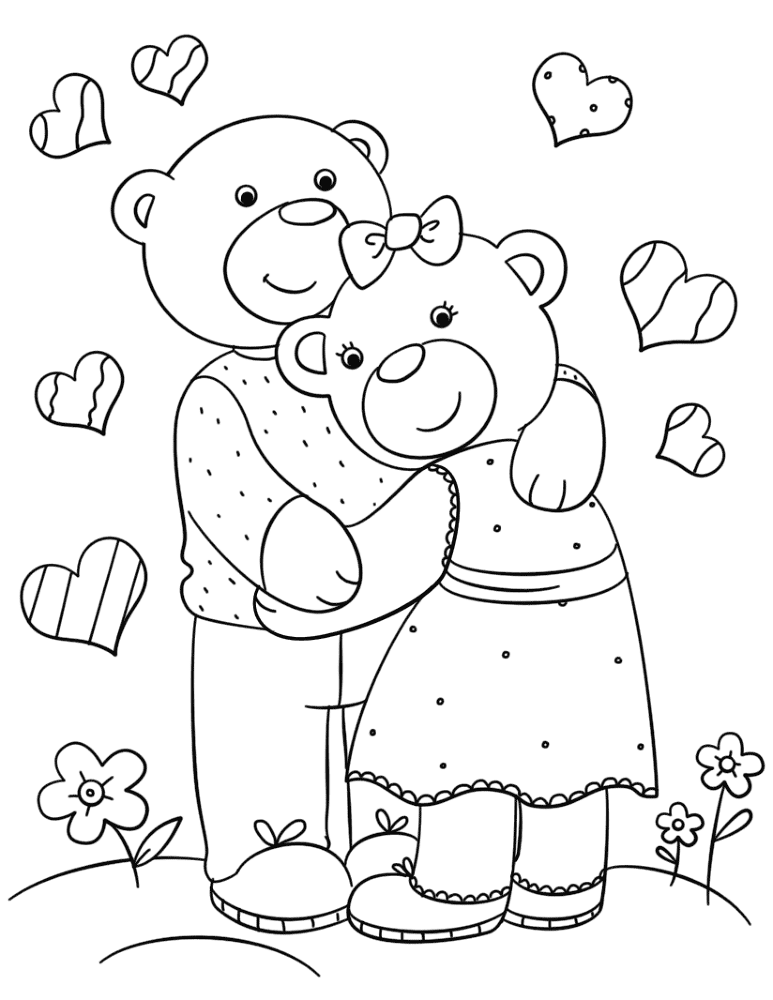 Cute Bears Hugging Coloring Page Md Coloring Page — Free Printable — free printable coloring page