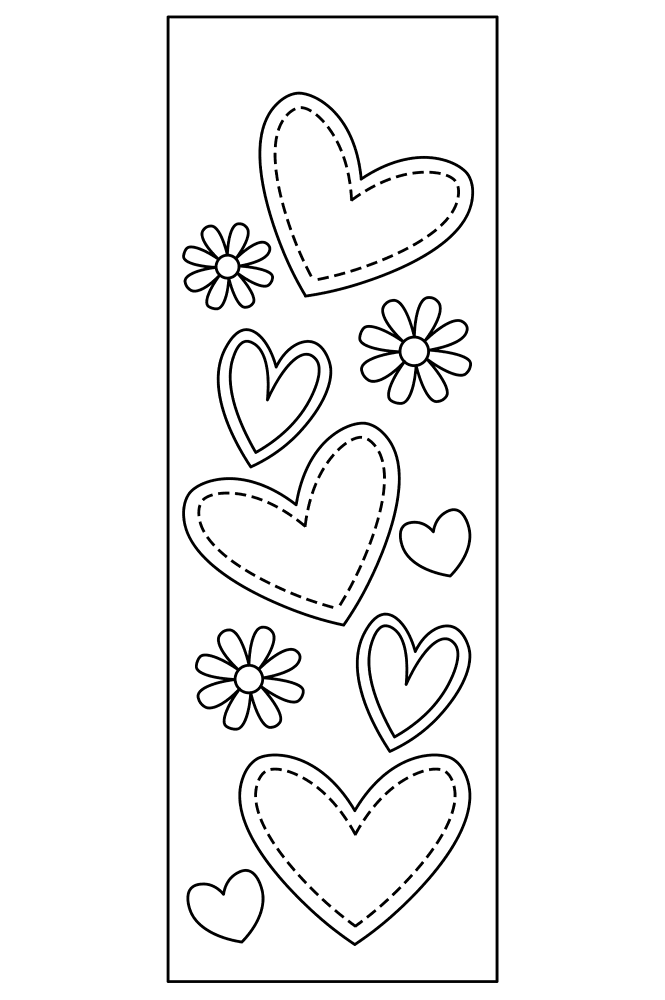 Heart Bookmark With Flowers Md Coloring Page — Free Printable — free printable coloring page
