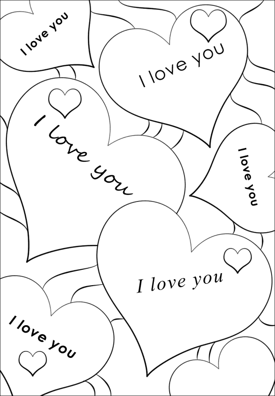 I Love You Hearts Coloring Page Md Coloring Page — Free Printable — free printable coloring page