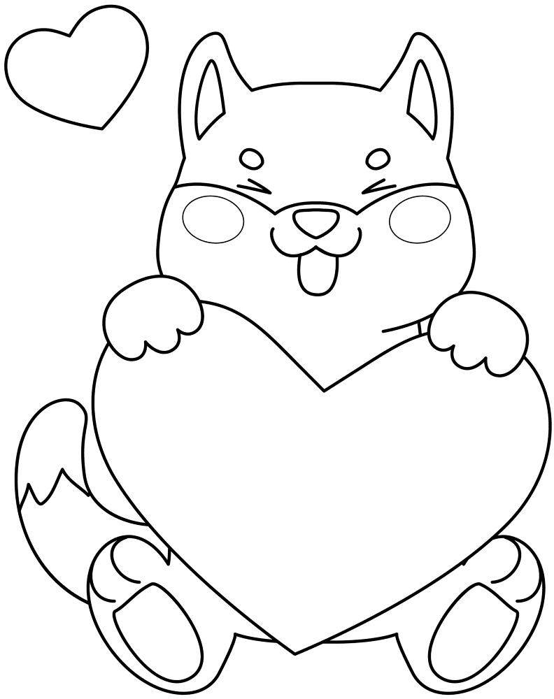 Kawaii Puppy With Heart Coloring Page Md Coloring Page — Free Printable — free printable coloring page