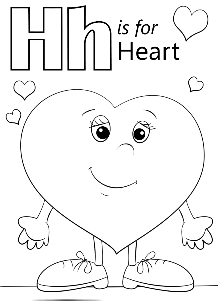 Letter H Is For Heart Coloring Page Md Coloring Page — Free Printable — free printable coloring page