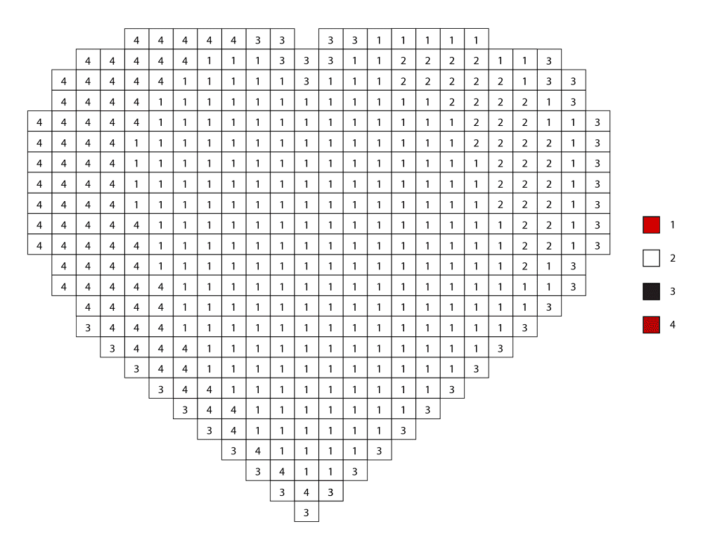 Pixel Red Heart Color By Number 1 Md Coloring Page — Free Printable — free printable coloring page