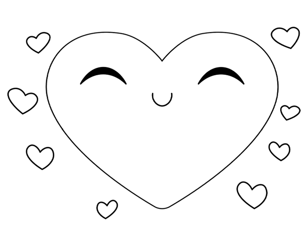 Smiling Heart With Little Hearts Md Coloring Page — Free Printable — free printable coloring page
