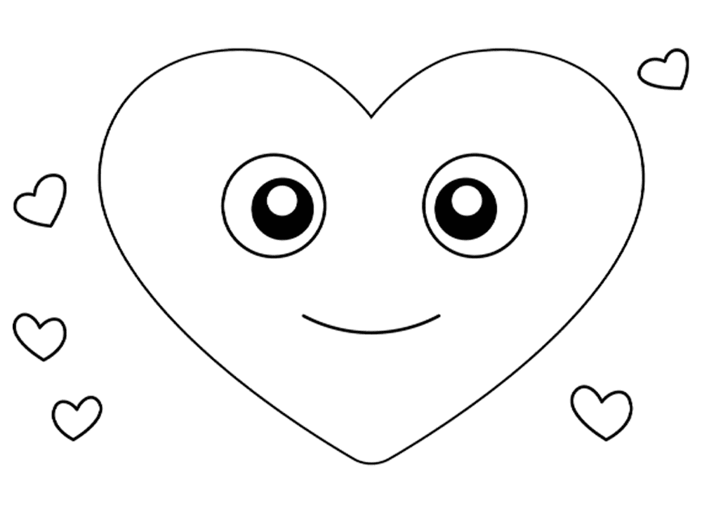 Smiling Valentine Heart Md Coloring Page — Free Printable — free printable coloring page