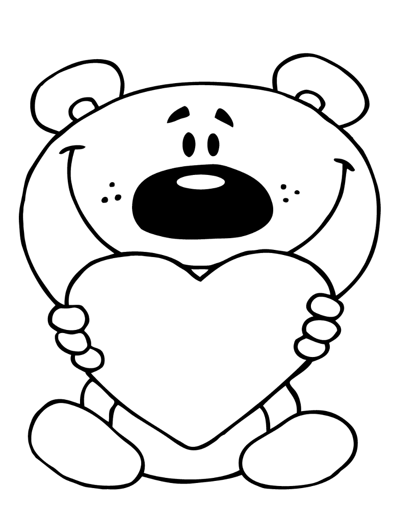 Teddy Bear Holding A Red Heart Coloring Page Md Coloring Page — Free Printable — free printable coloring page