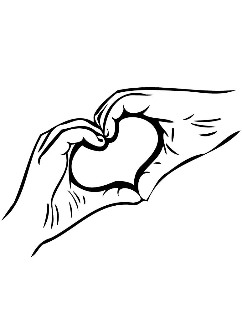 Two Hands Forming Shape Of Heart Coloring Page Md Coloring Page — Free Printable — free printable coloring page
