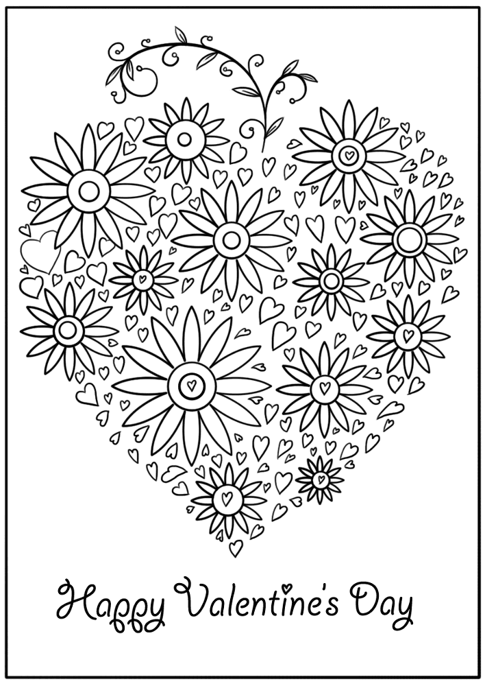 Valentines Card Happy Valentines Day 2 Coloring Page Md Coloring Page — Free Printable — free printable coloring page