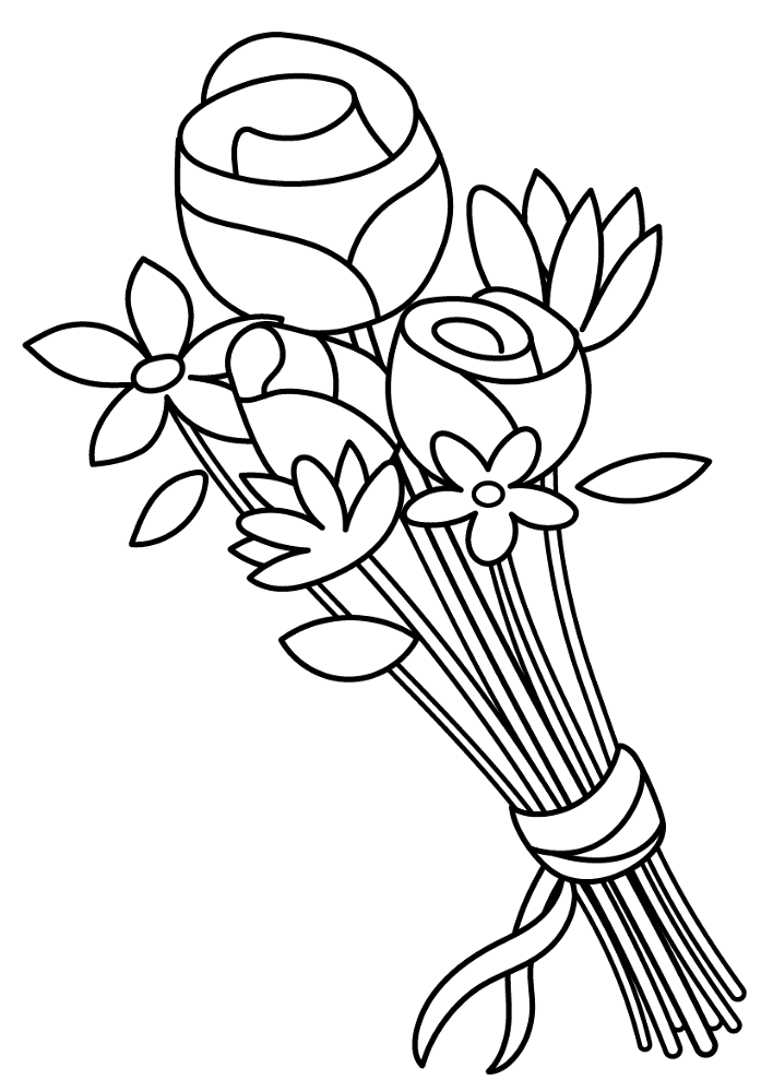 Bouquet Of Flowers Coloring Page Md Coloring Page — Free Printable — free printable coloring page