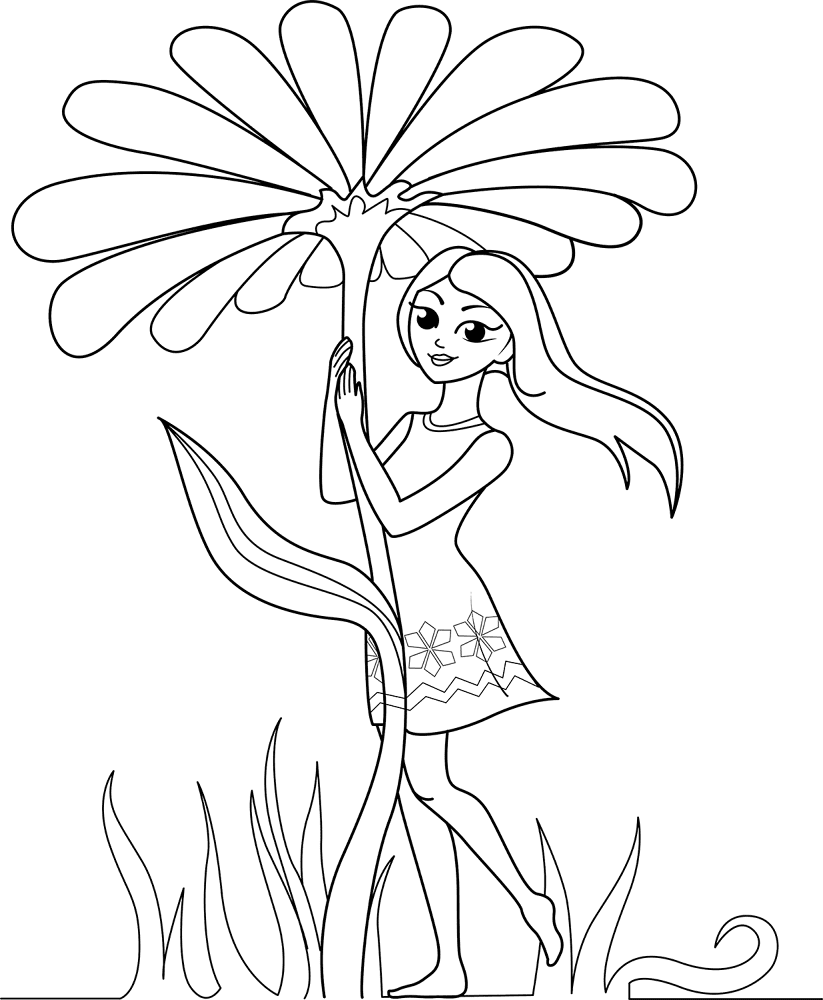Flower Girl Coloring Page Md Coloring Page — Free Printable — free printable coloring page