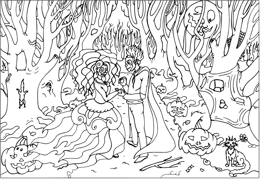 Wedding On Halloween Coloring Page Md Coloring Page — Free Printable — free printable coloring page