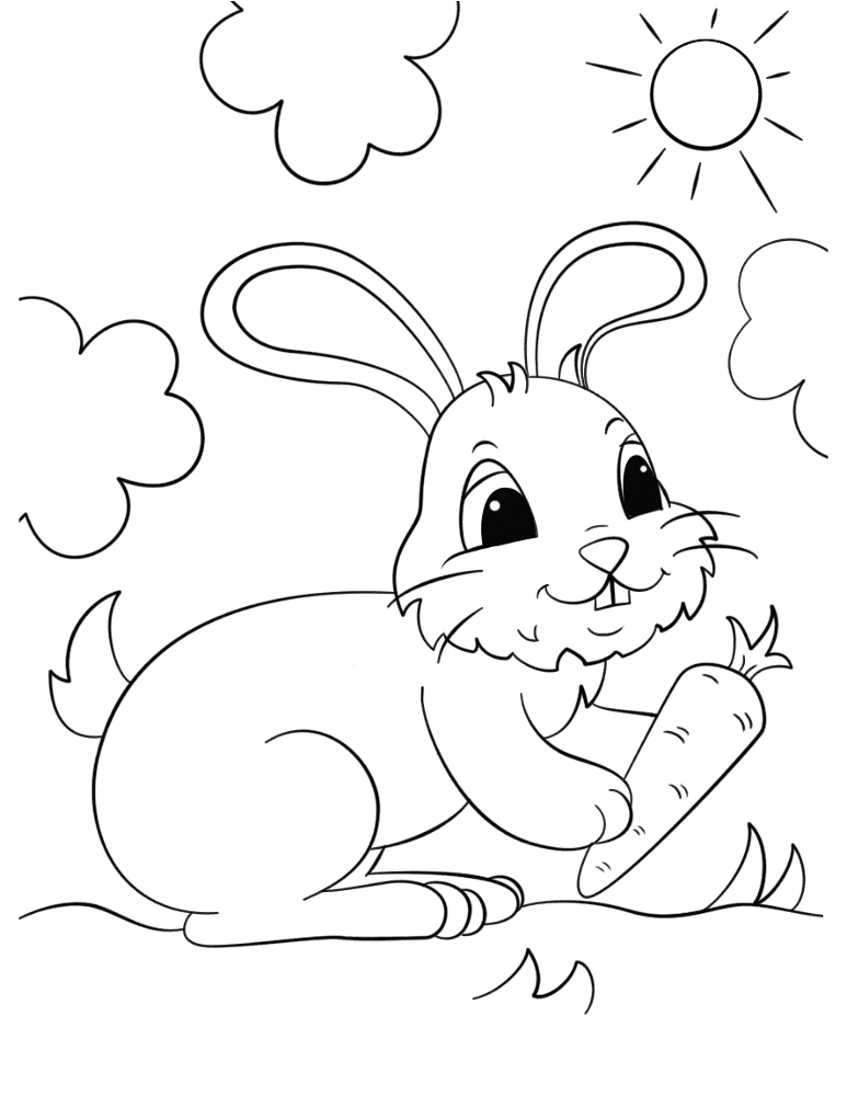 Cute Bunny Holding A Carrot Coloring Page Md Coloring Page — Free Printable — free printable coloring page