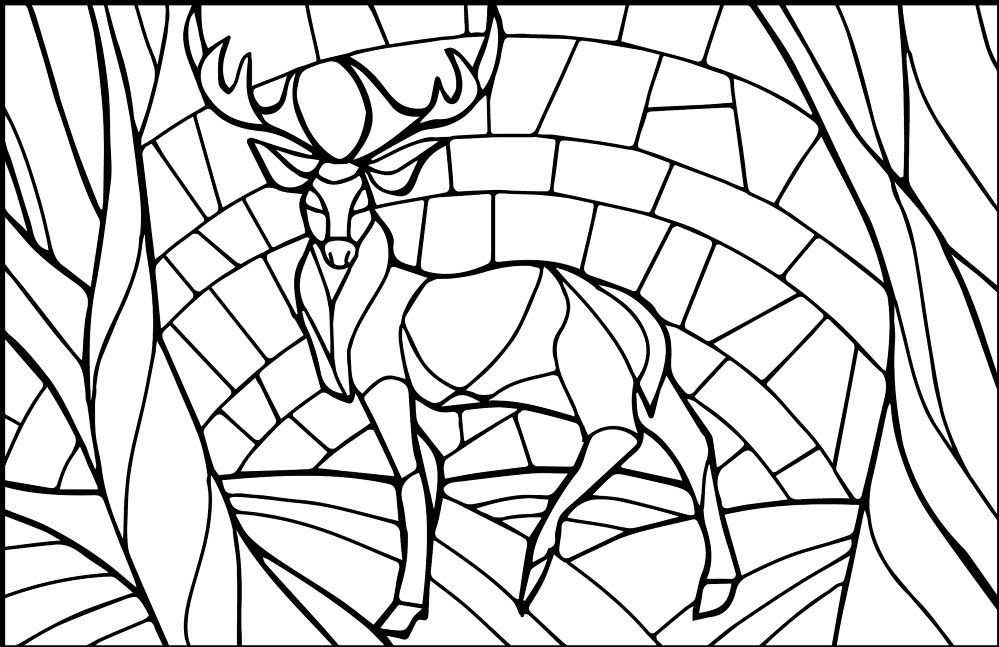 Deer Stained Glass Coloring Page Md Coloring Page — Free Printable — free printable coloring page