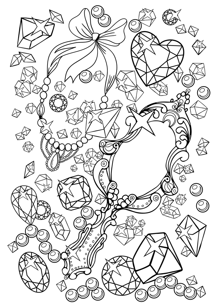 Gemstones And Vanity Mirror Coloring Page Md Coloring Page — Free Printable — free printable coloring page