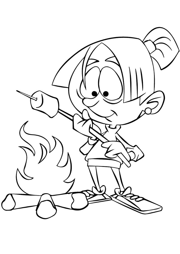 Girl Roasting Marshmallow Over Camp Fire Coloring Page Md Coloring Page — Free Printable — free printable coloring page