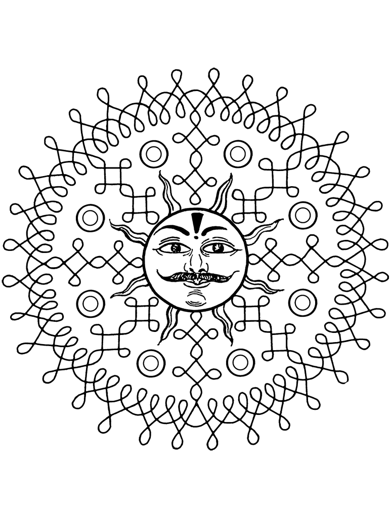 Indian Pattern With Sun Coloring Page Md Coloring Page — Free Printable — free printable coloring page