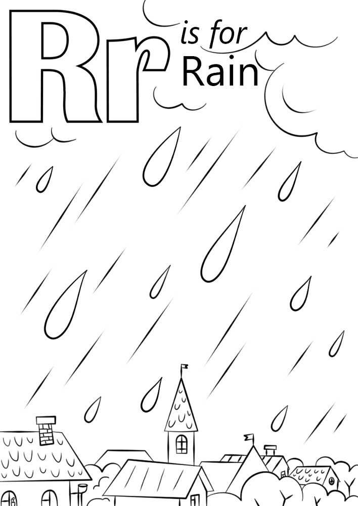 Letter R Is For Rain Coloring Page Md Coloring Page — Free Printable — free printable coloring page