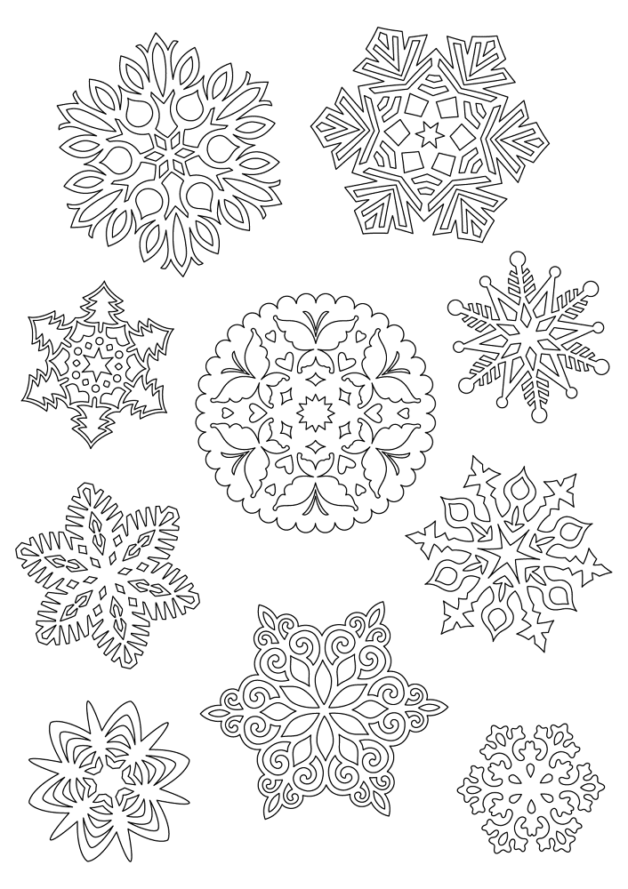 Mixed Snowflakes 2 Coloring Page Md Coloring Page — Free Printable — free printable coloring page