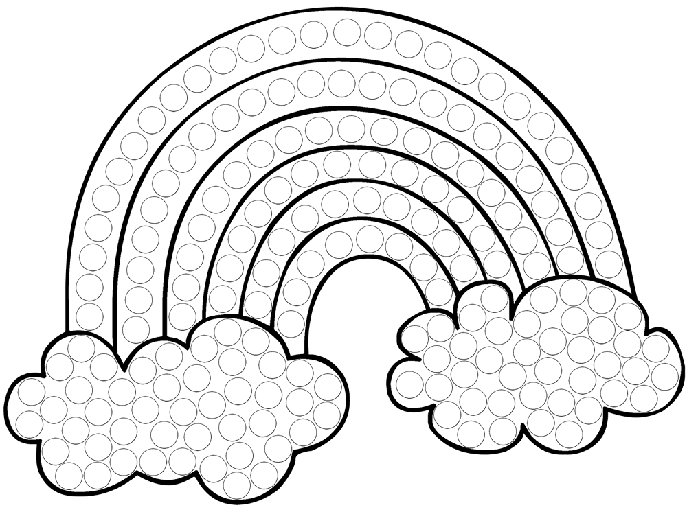 Rainbow With Clouds Dot Art Coloring Page Md Coloring Page — Free Printable — free printable coloring page