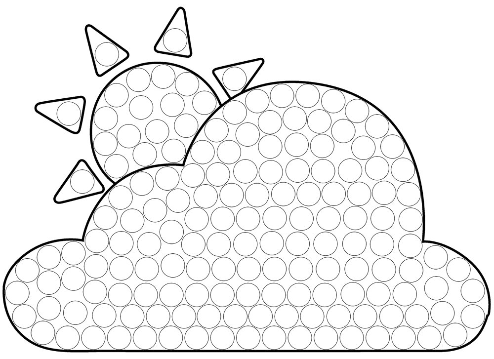 Sun Behind Large Cloud Dot Art Coloring Page Md Coloring Page — Free Printable — free printable coloring page