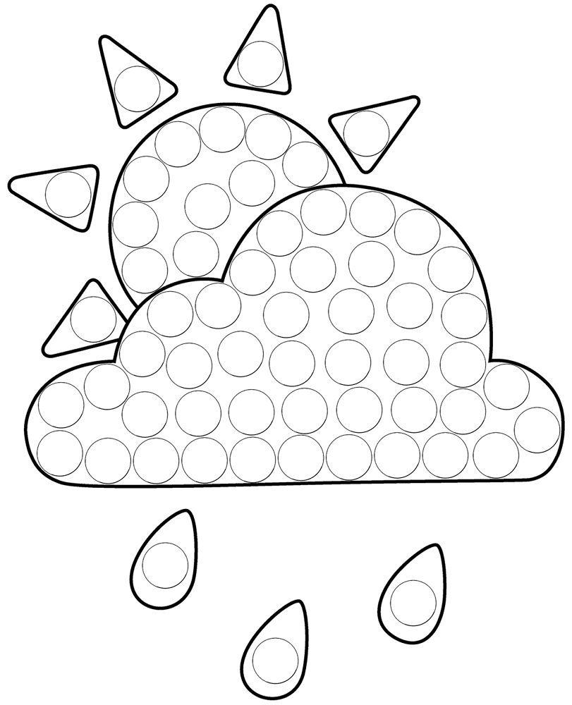 Sun Behind Rain Cloud Dot Art Coloring Page Md Coloring Page — Free Printable — free printable coloring page