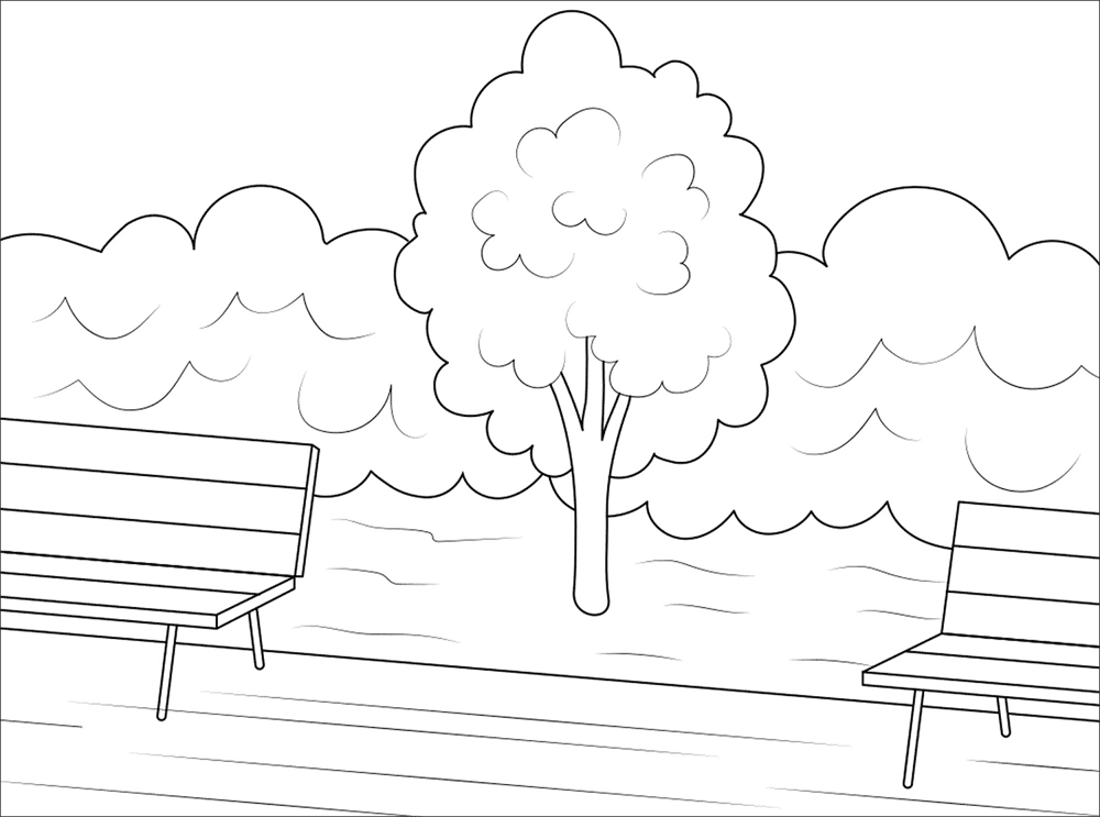 Tree In A Park Coloring Page Md Coloring Page — Free Printable — free printable coloring page