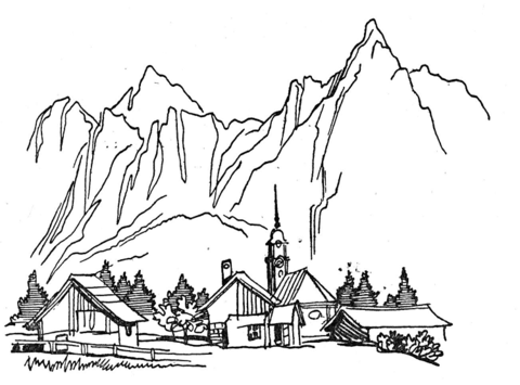 Village In The Mountains Coloring Page Md Coloring Page — Free Printable — free printable coloring page