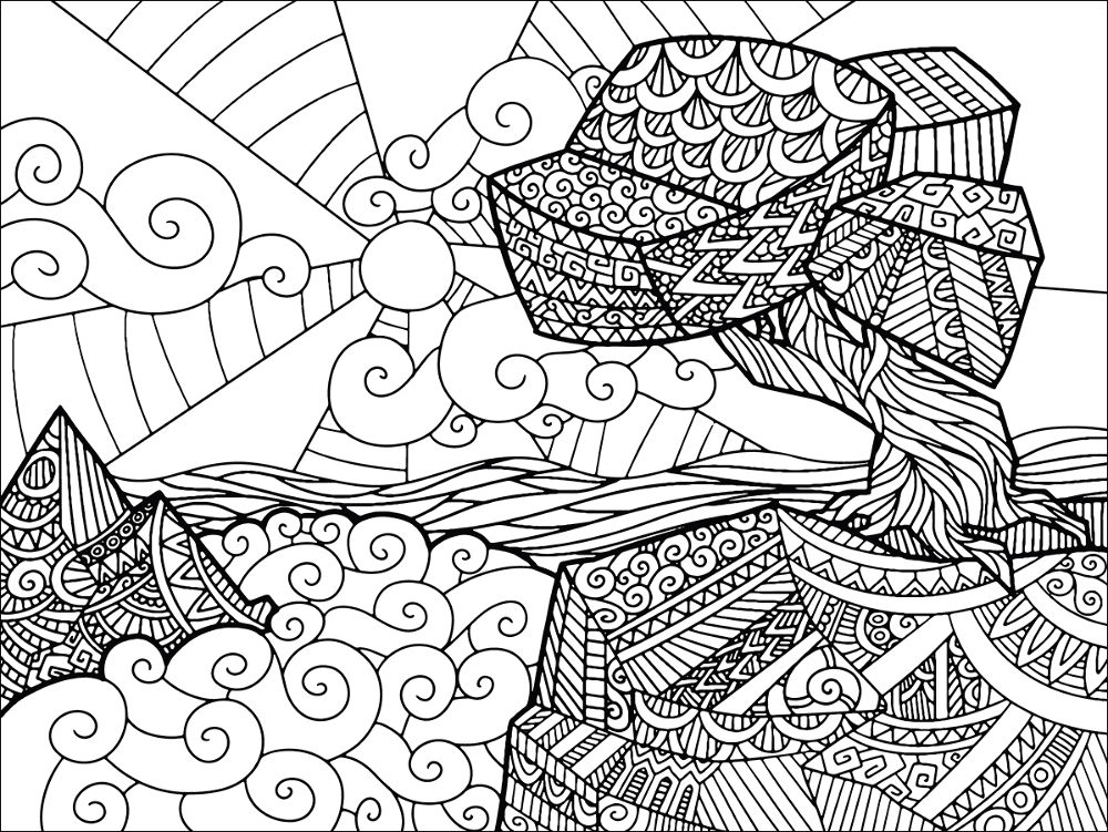 Zentangle Landscape Coloring Page Md Coloring Page — Free Printable — free printable coloring page