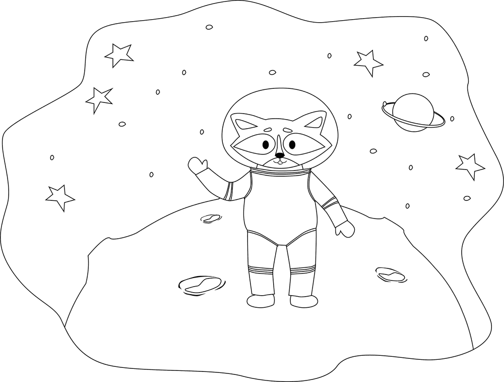 Animals In Space Raccoon Coloring Page Md Coloring Page — Free Printable — free printable coloring page