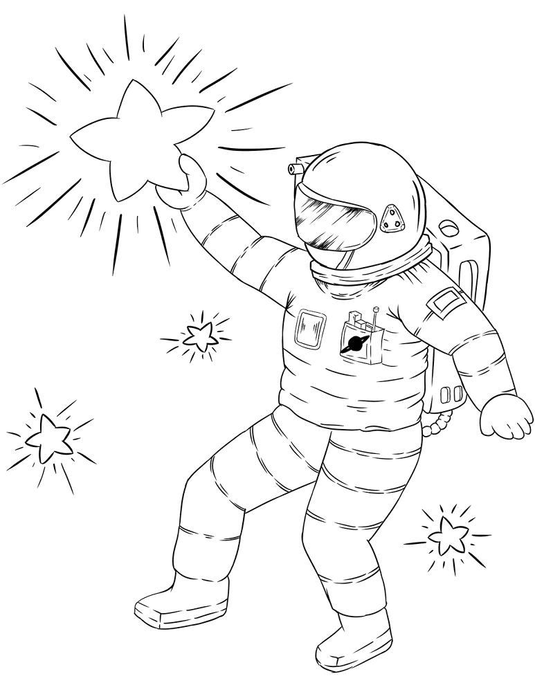 Astronaut Grabbing A Star Coloring Page Md Coloring Page — Free Printable — free printable coloring page