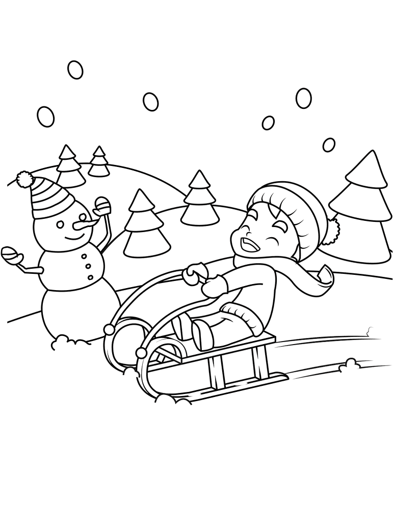5 Little Boy Riding A Sledge Coloring Page Md Coloring Page — Free Printable — free printable coloring page