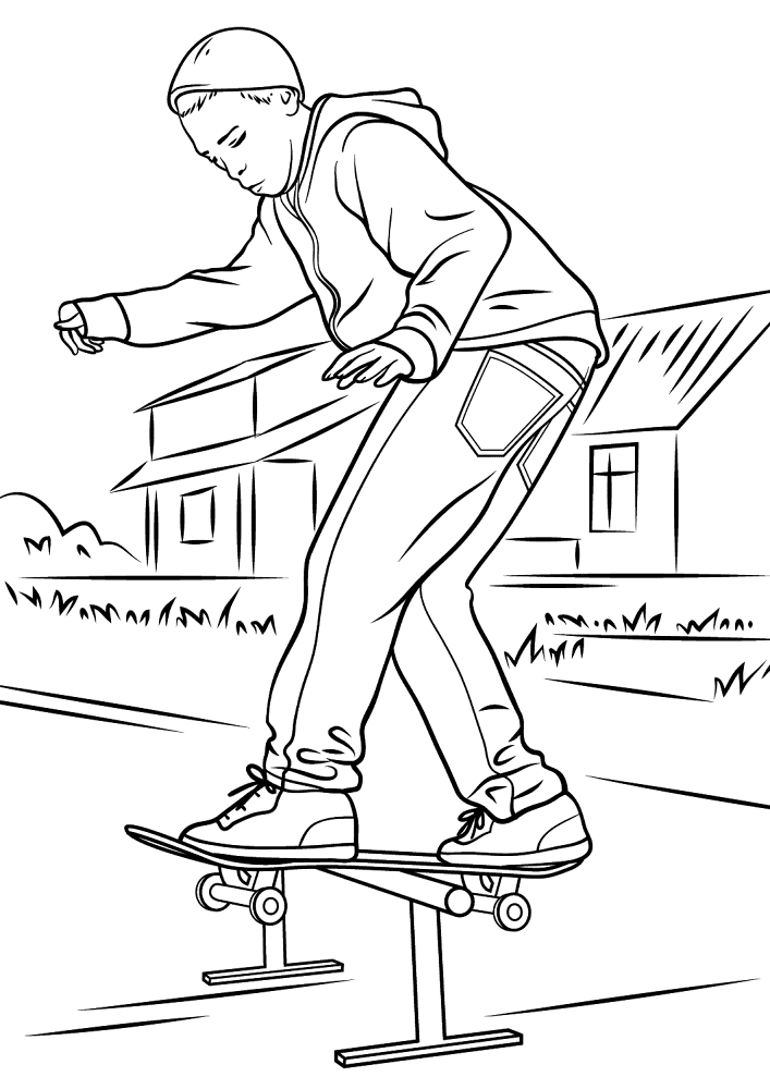 Balancing On Skateboard Coloring Page Md Coloring Page — Free Printable — free printable coloring page