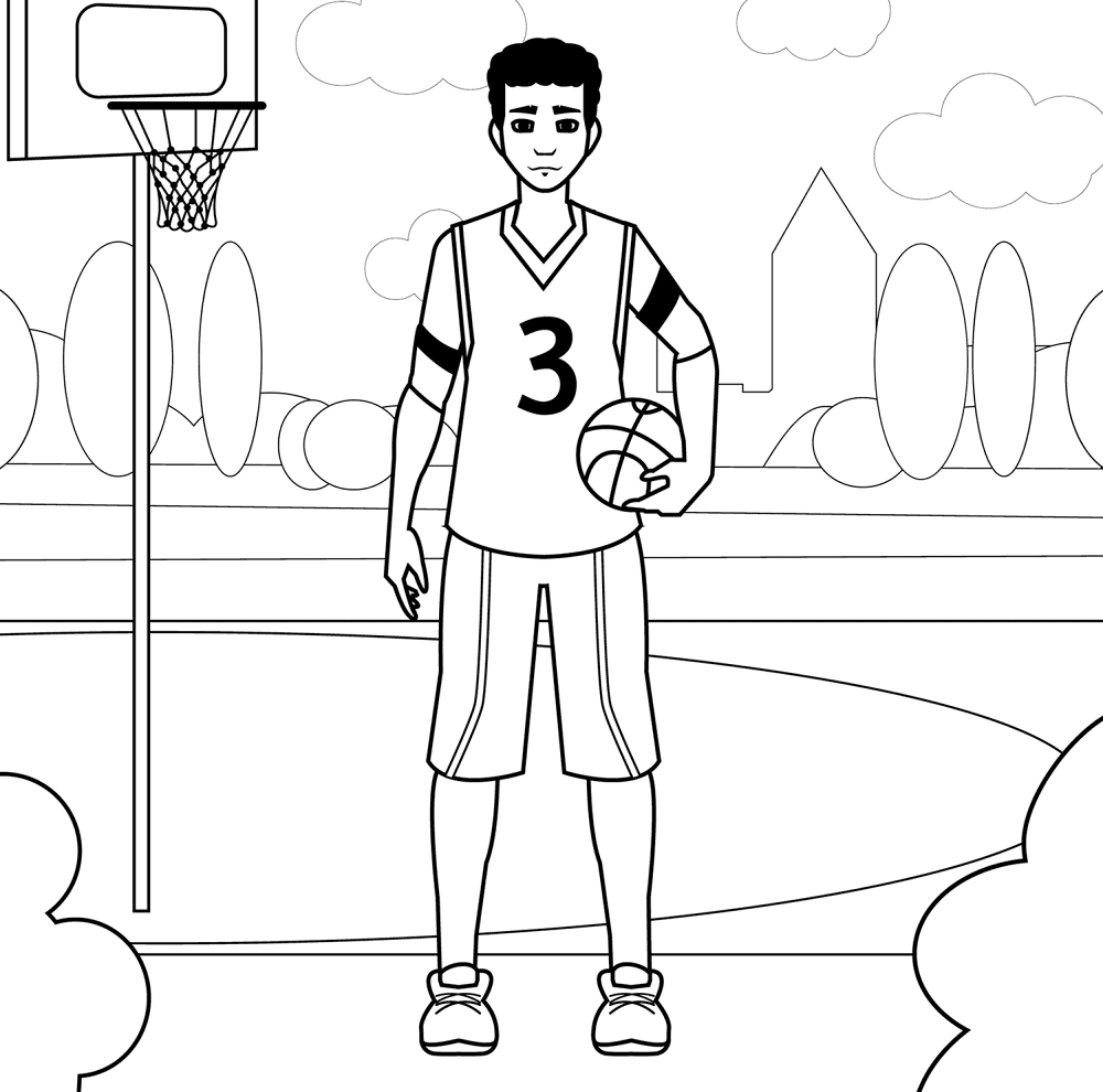 Basketball Player 2 Coloring Page Md Coloring Page — Free Printable — free printable coloring page