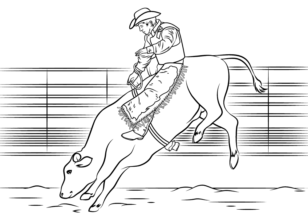 Bull Riding Coloring Page Md Coloring Page — Free Printable — free printable coloring page