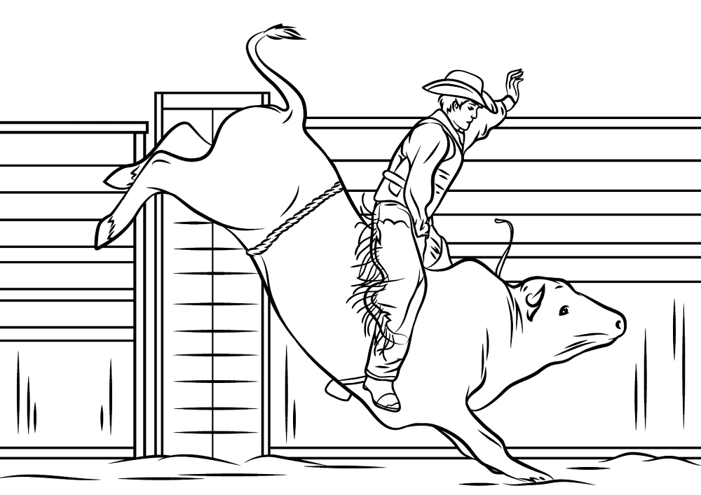 Cowboy Riding A Bull Coloring Page Md Coloring Page — Free Printable — free printable coloring page
